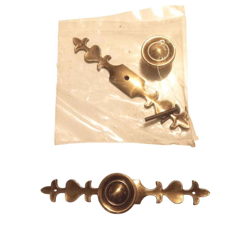 10 sets Brass Decorative Drawer Pull and Backplate - Antique Style